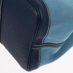 Pre Owned Hermes Blue Canvas and Leather Garden Party TPM Tote Bag