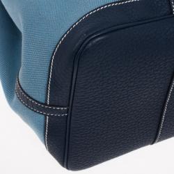 Pre Owned Hermes Blue Canvas and Leather Garden Party TPM Tote Bag