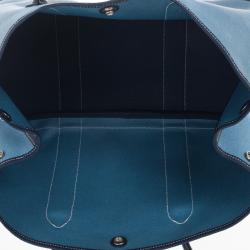 Pre Owned Hermes Blue Canvas and Leather Garden Party TPM Tote Bag