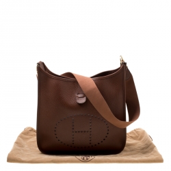 Pre Owned Hermes Havane Ardennes Leather Evelyne I GM Bag