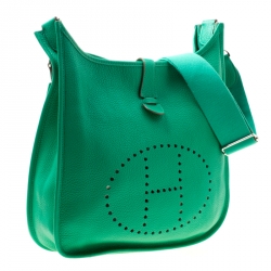 Pre Owned Hermes Bamboo Togo Leather Evelyne III GM Bag