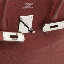 Pre Owned Hermes Sienne Leather Palladium Hardware Birkin 35 Bag