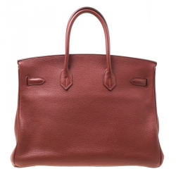 Pre Owned Hermes Sienne Leather Palladium Hardware Birkin 35 Bag