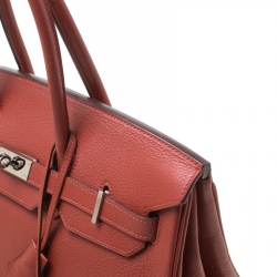 Pre Owned Hermes Sienne Leather Palladium Hardware Birkin 35 Bag