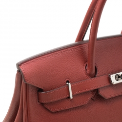 Pre Owned Hermes Sienne Leather Palladium Hardware Birkin 35 Bag