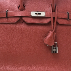 Pre Owned Hermes Sienne Leather Palladium Hardware Birkin 35 Bag