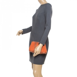 Pre Owned Hermes Fauve Toile Officier and Buffalo Leather Garden Party Pochette