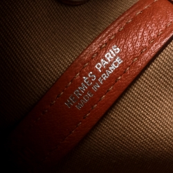 Pre Owned Hermes Fauve Toile Officier and Buffalo Leather Garden Party Pochette