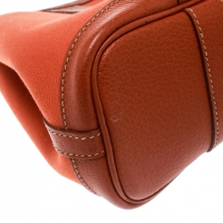 Pre Owned Hermes Fauve Toile Officier and Buffalo Leather Garden Party Pochette