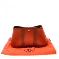 Pre Owned Hermes Fauve Toile Officier and Buffalo Leather Garden Party Pochette