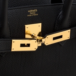 Pre Owned Hermes Black Togo Leather Gold Hardware Birkin 30 Bag