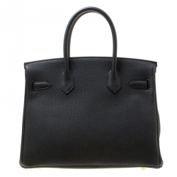 Pre Owned Hermes Black Togo Leather Gold Hardware Birkin 30 Bag