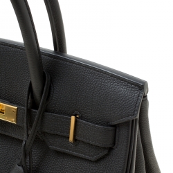 Pre Owned Hermes Black Togo Leather Gold Hardware Birkin 30 Bag