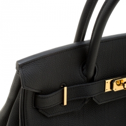 Pre Owned Hermes Black Togo Leather Gold Hardware Birkin 30 Bag