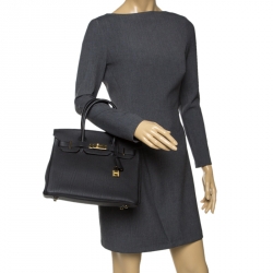 Pre Owned Hermes Black Togo Leather Gold Hardware Birkin 30 Bag