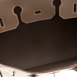 Pre Owned Hermes Etoupe Epsom Leather Palladium Hardware Birkin 35 Bag