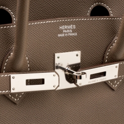 Pre Owned Hermes Etoupe Epsom Leather Palladium Hardware Birkin 35 Bag