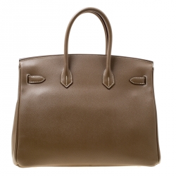 Pre Owned Hermes Etoupe Epsom Leather Palladium Hardware Birkin 35 Bag
