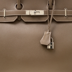 Pre Owned Hermes Etoupe Epsom Leather Palladium Hardware Birkin 35 Bag
