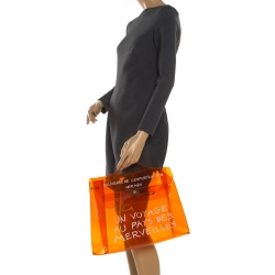 Pre Owned Hermes Orange Clear Vinyl Souvenir Kelly Bag