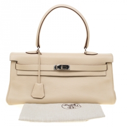 Hermes Parchemin Clemence Leather Palladium Hardware Shoulder Kelly 42 Bag