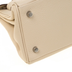 Hermes Parchemin Clemence Leather Palladium Hardware Shoulder Kelly 42 Bag