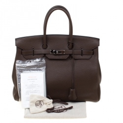 Hermes Cacao Togo Leather Palladium Hardware Birkin 35 Bag
