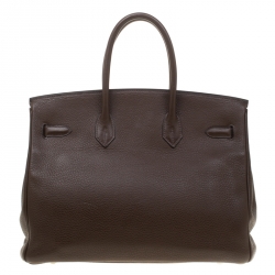 Hermes Cacao Togo Leather Palladium Hardware Birkin 35 Bag