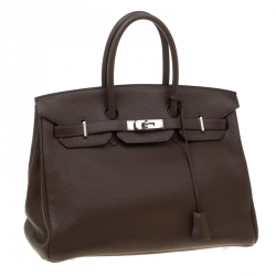 Hermes Cacao Togo Leather Palladium Hardware Birkin 35 Bag