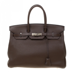 Hermes Cacao Togo Leather Palladium Hardware Birkin 35 Bag