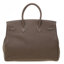 Hermes Etoupe Grey Togo Leather Palladium Hardware Birkin 35 Bag