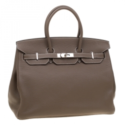Hermes Etoupe Grey Togo Leather Palladium Hardware Birkin 35 Bag