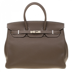 Hermes Etoupe Grey Togo Leather Palladium Hardware Birkin 35 Bag