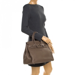 Hermes Etoupe Grey Togo Leather Palladium Hardware Birkin 35 Bag