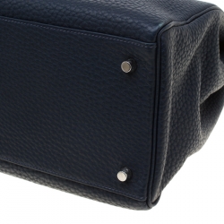 Pre Owned Hermes Bleu Obscur Clemence Leather Palladium Hardware Kelly Retourne 40 Bag