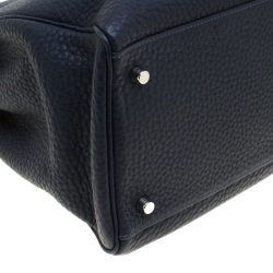 Pre Owned Hermes Bleu Obscur Clemence Leather Palladium Hardware Kelly Retourne 40 Bag