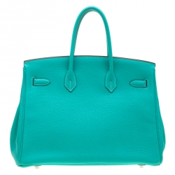 Hermes Menthe Togo Leather Palladium Hardware Birkin 35 Bag