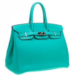 Hermes Menthe Togo Leather Palladium Hardware Birkin 35 Bag