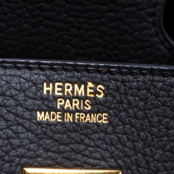 Hermes Black Fjord Leather Gold Hardware HAC Birkin 32 Bag