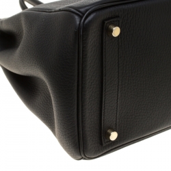 Hermes Black Fjord Leather Gold Hardware HAC Birkin 32 Bag