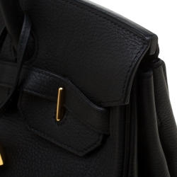 Hermes Black Fjord Leather Gold Hardware HAC Birkin 32 Bag