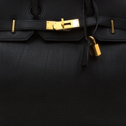 Hermes Black Fjord Leather Gold Hardware HAC Birkin 32 Bag
