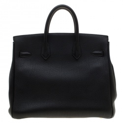 Hermes Black Fjord Leather Gold Hardware HAC Birkin 32 Bag