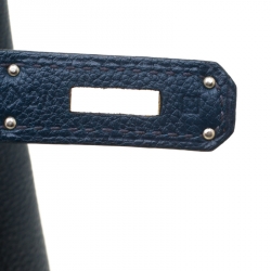 Hermes Bleu De Malte Leather Palladium Hardware Birkin 35 Bag