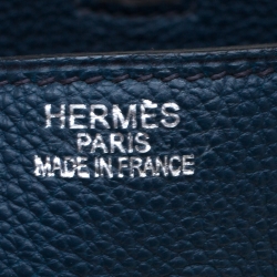 Hermes Bleu De Malte Leather Palladium Hardware Birkin 35 Bag