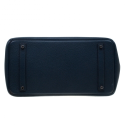 Hermes Bleu De Malte Leather Palladium Hardware Birkin 35 Bag