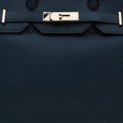 Hermes Bleu De Malte Leather Palladium Hardware Birkin 35 Bag