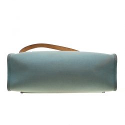 Pre Owned Hermes Light Blue/Brown Canvas and Leather Herbag Zip 31 Bag