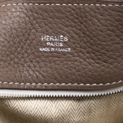 Pre Owned Hermes Etoupe Clemence Leather Palladium Hardware Marwari GM Bag