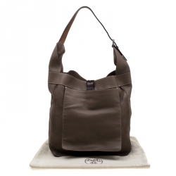 Pre Owned Hermes Etoupe Clemence Leather Palladium Hardware Marwari GM Bag